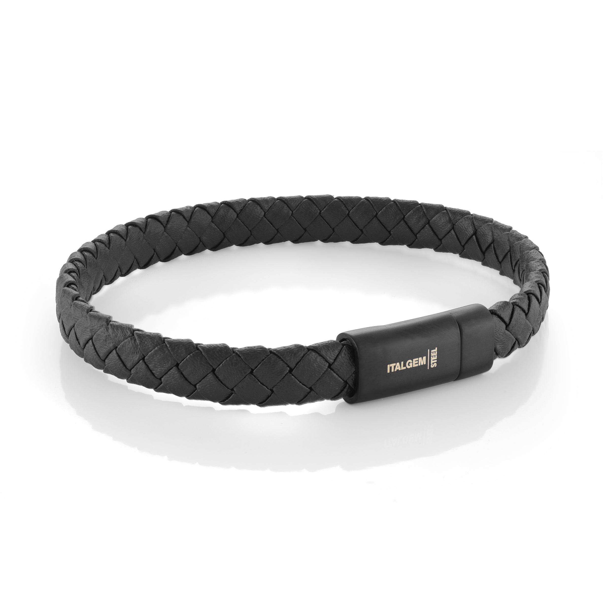 Urban Black Leather Weave Bracelet