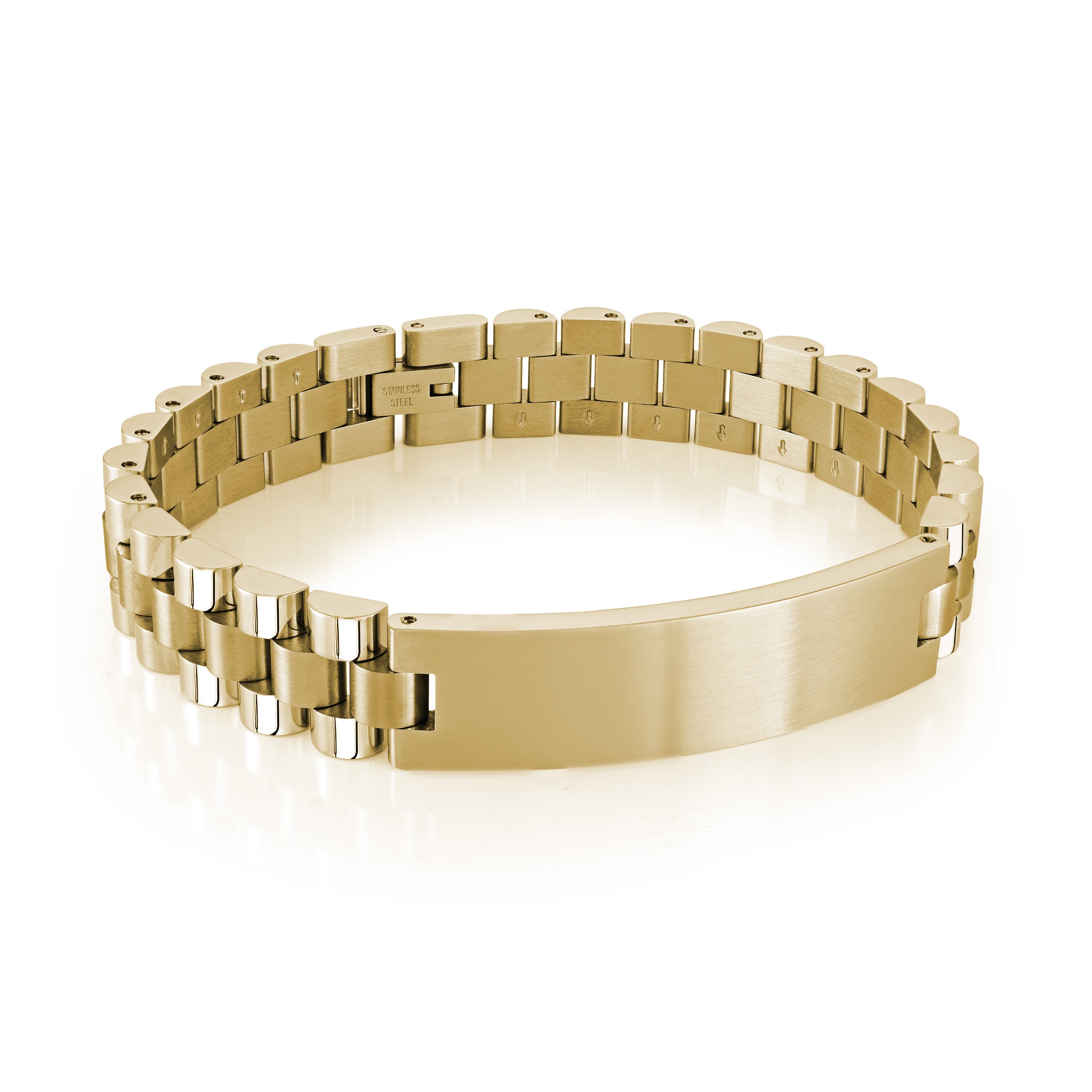 Gold Crest ID Link Bracelet