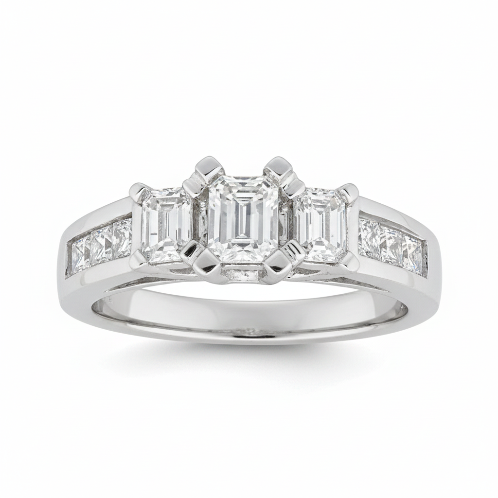 Emerald Cut Legacy Diamond Trio Ring
