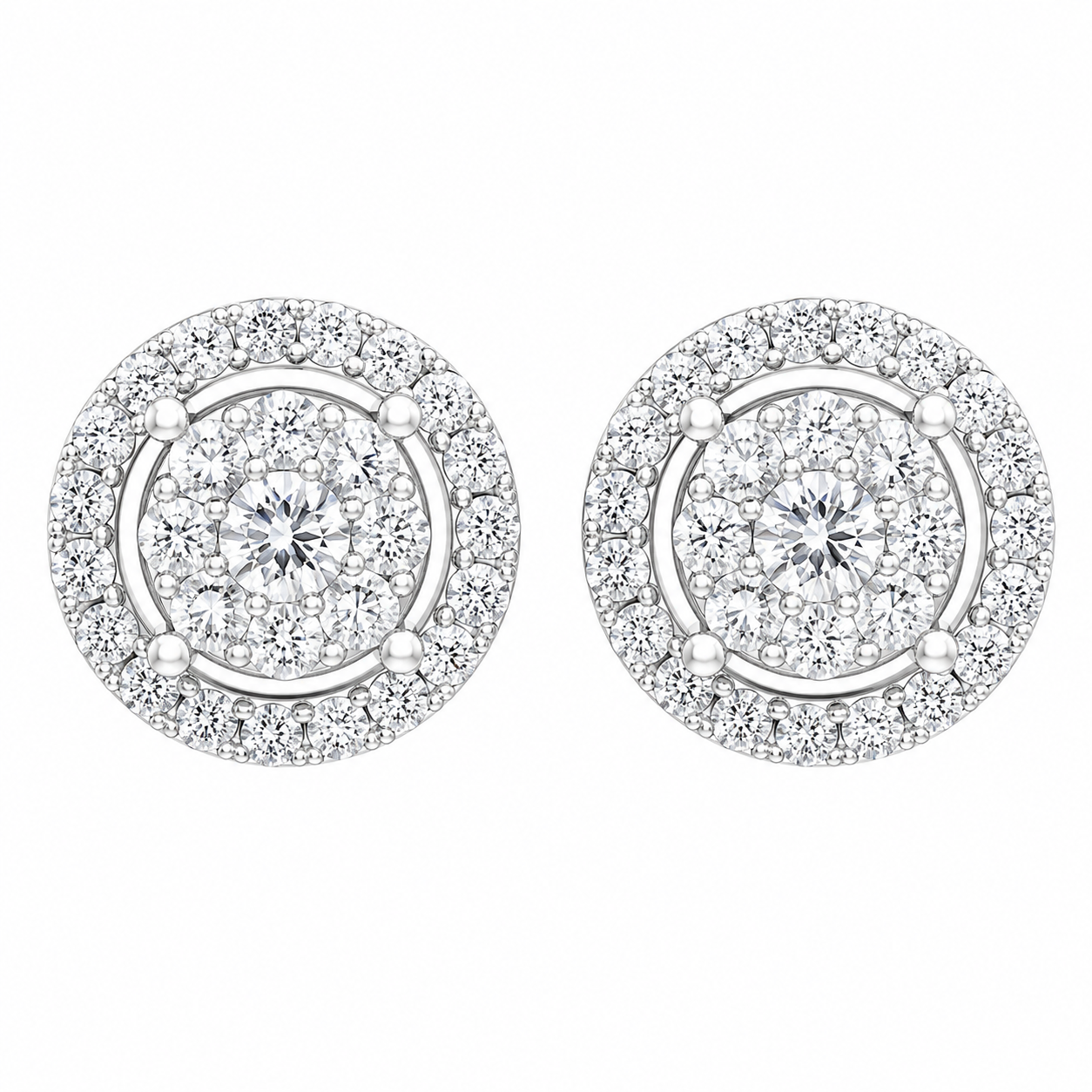 Celestial Halo Diamond Stud Earrings