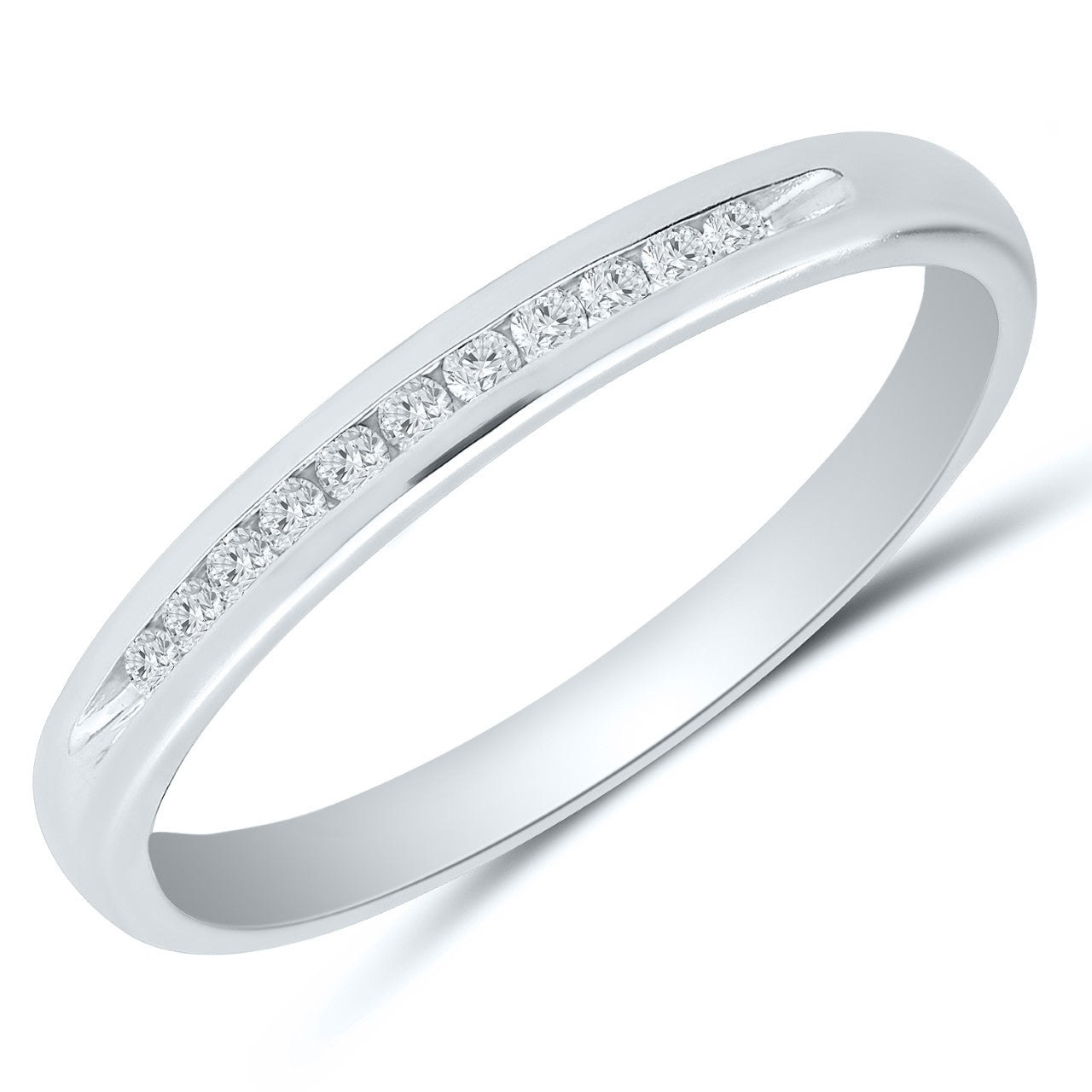 14K Channel Set Round Diamond Band