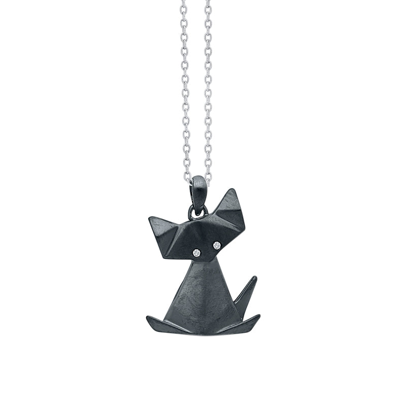 Origami Black Cat Pendant