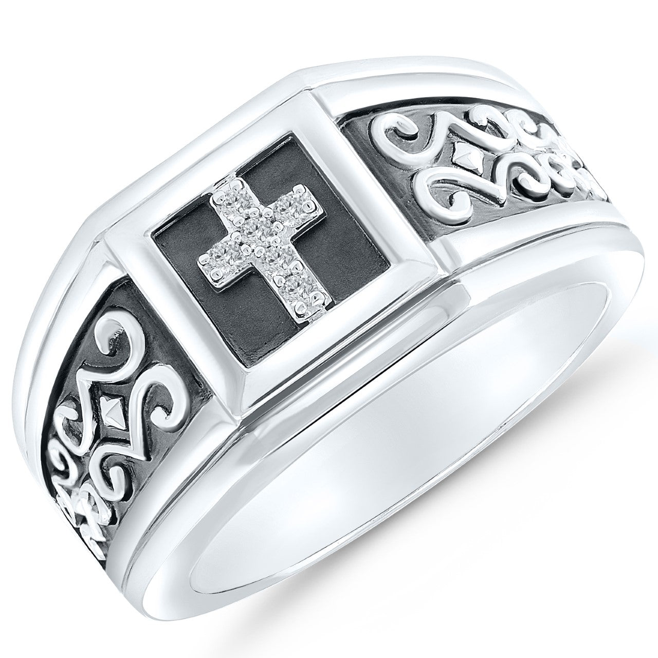 Men's Diamond Cross Ring