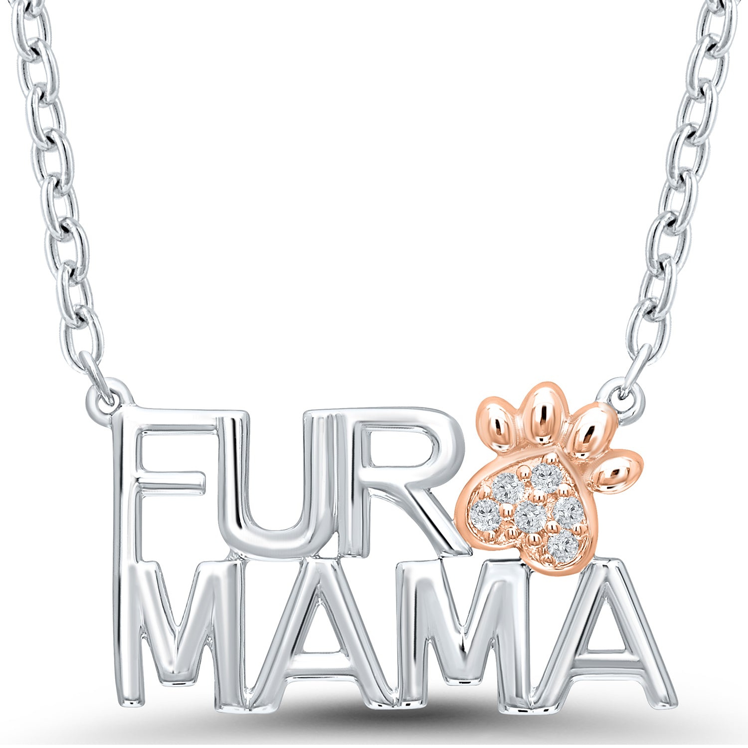 Fur Mama Diamond Paw Pendant Necklace