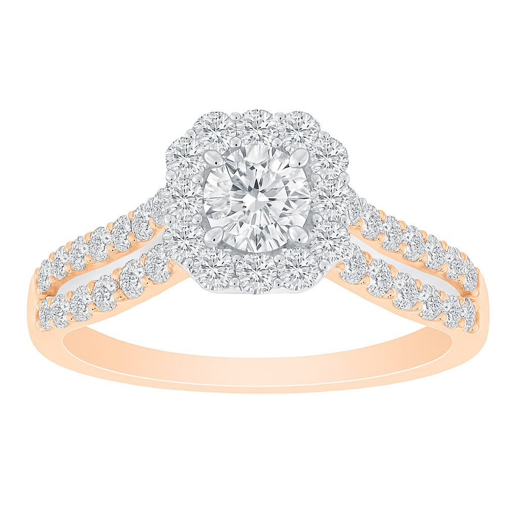 Two Hearts® Blush Bloom Round Diamond Engagement Ring