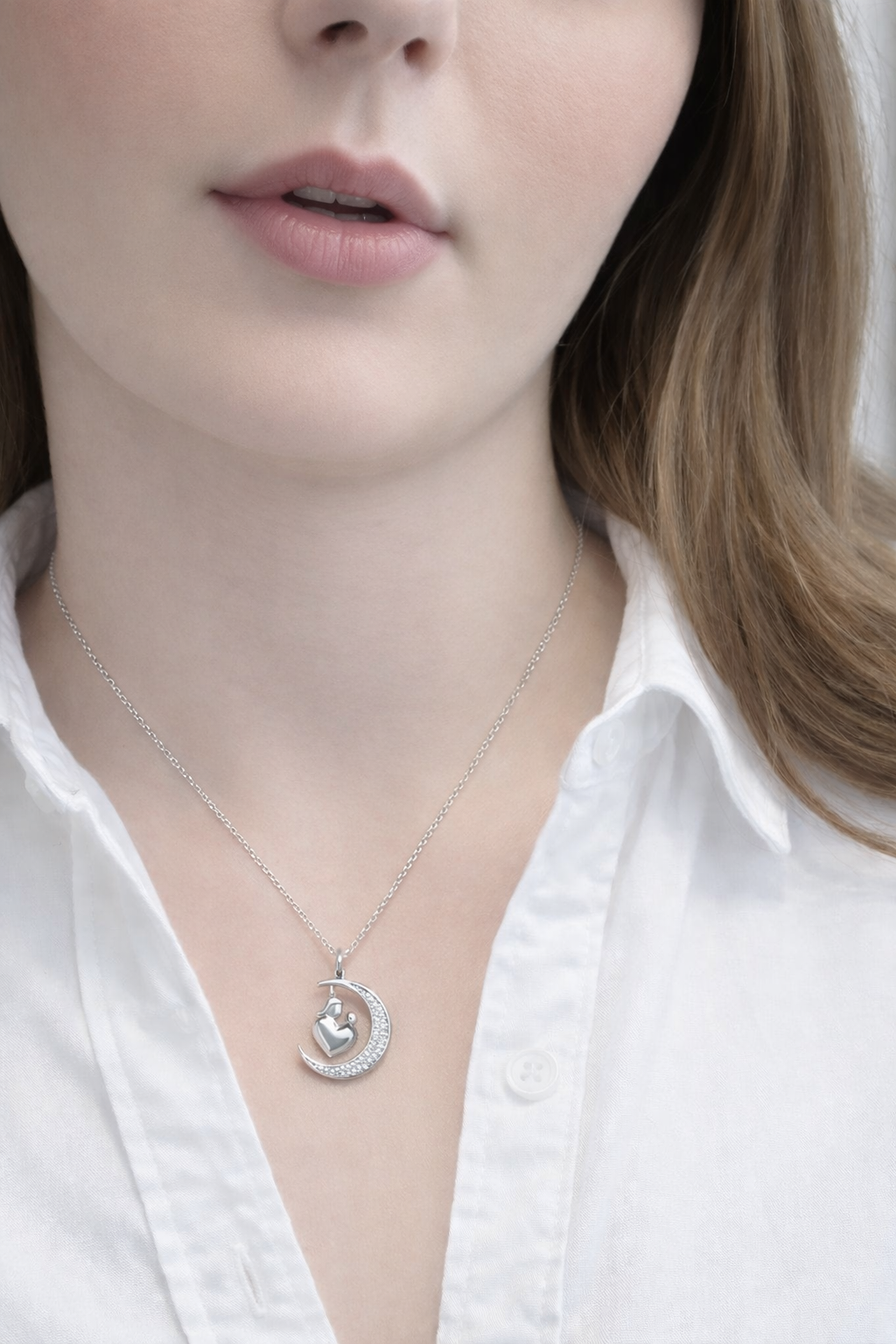 Mother Child Moon Embrace Pendant