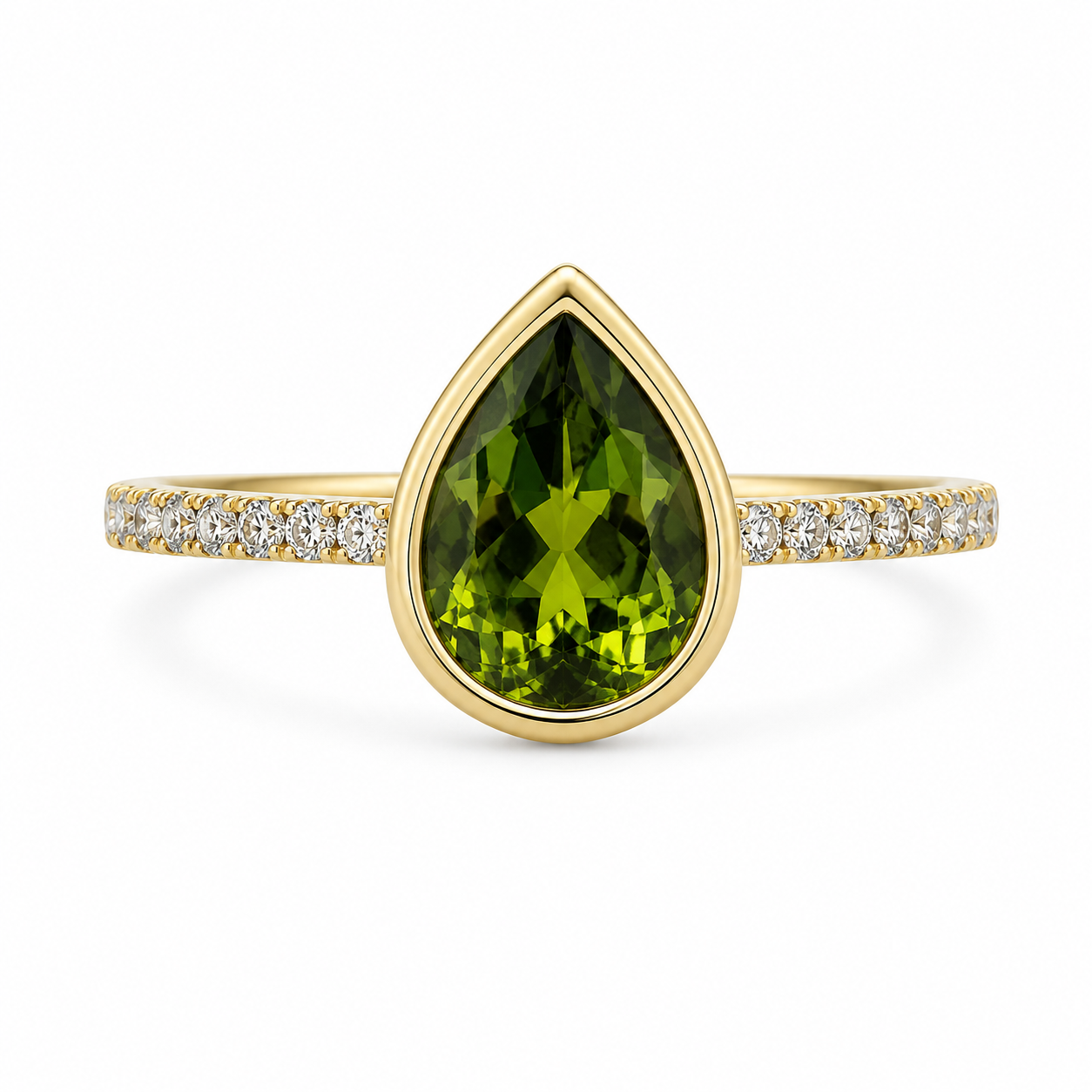 Olive Dewdrop Peridot Ring