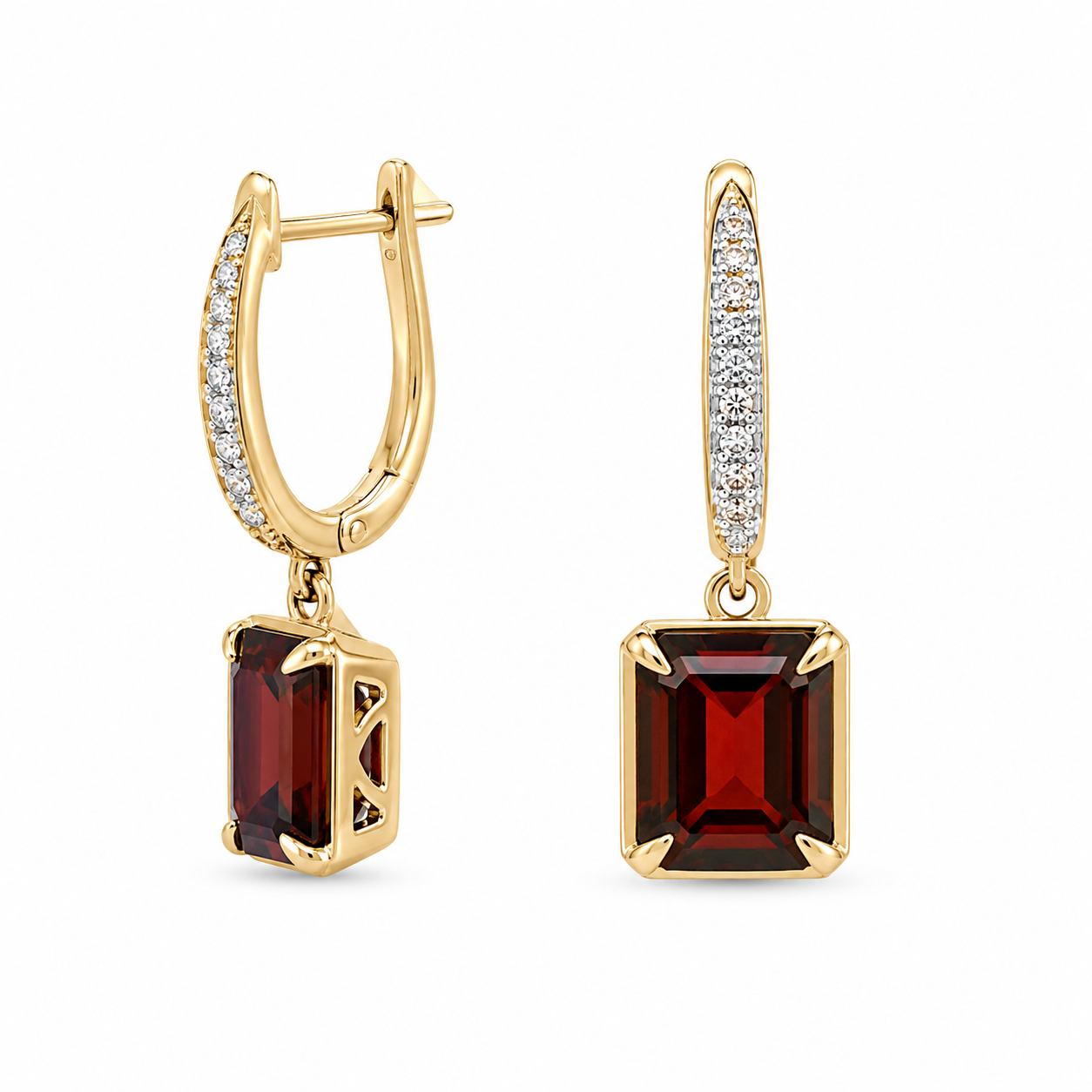 Crimson Garnet Leverback Drop Earrings