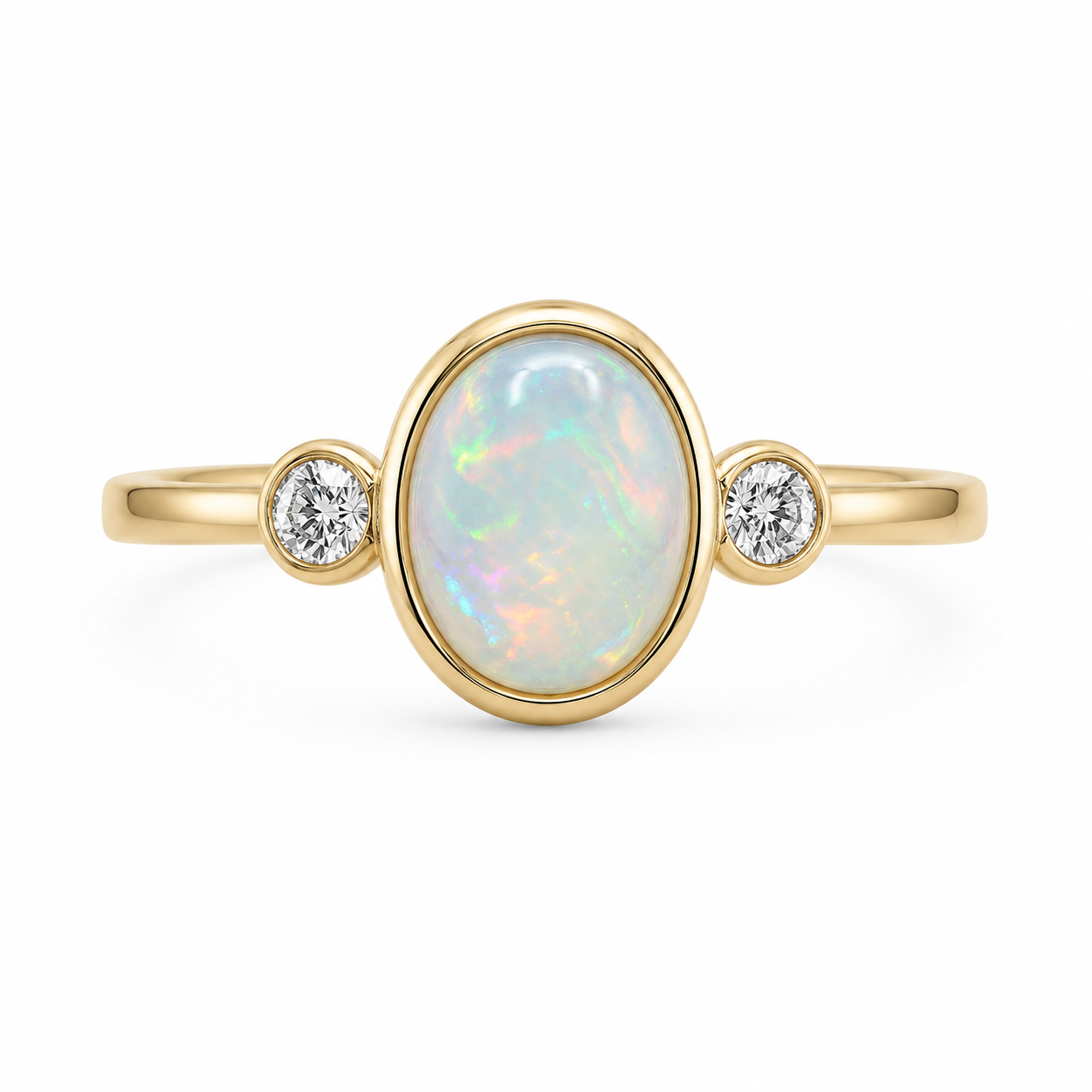 Celestial Oval Opal Bezel Ring