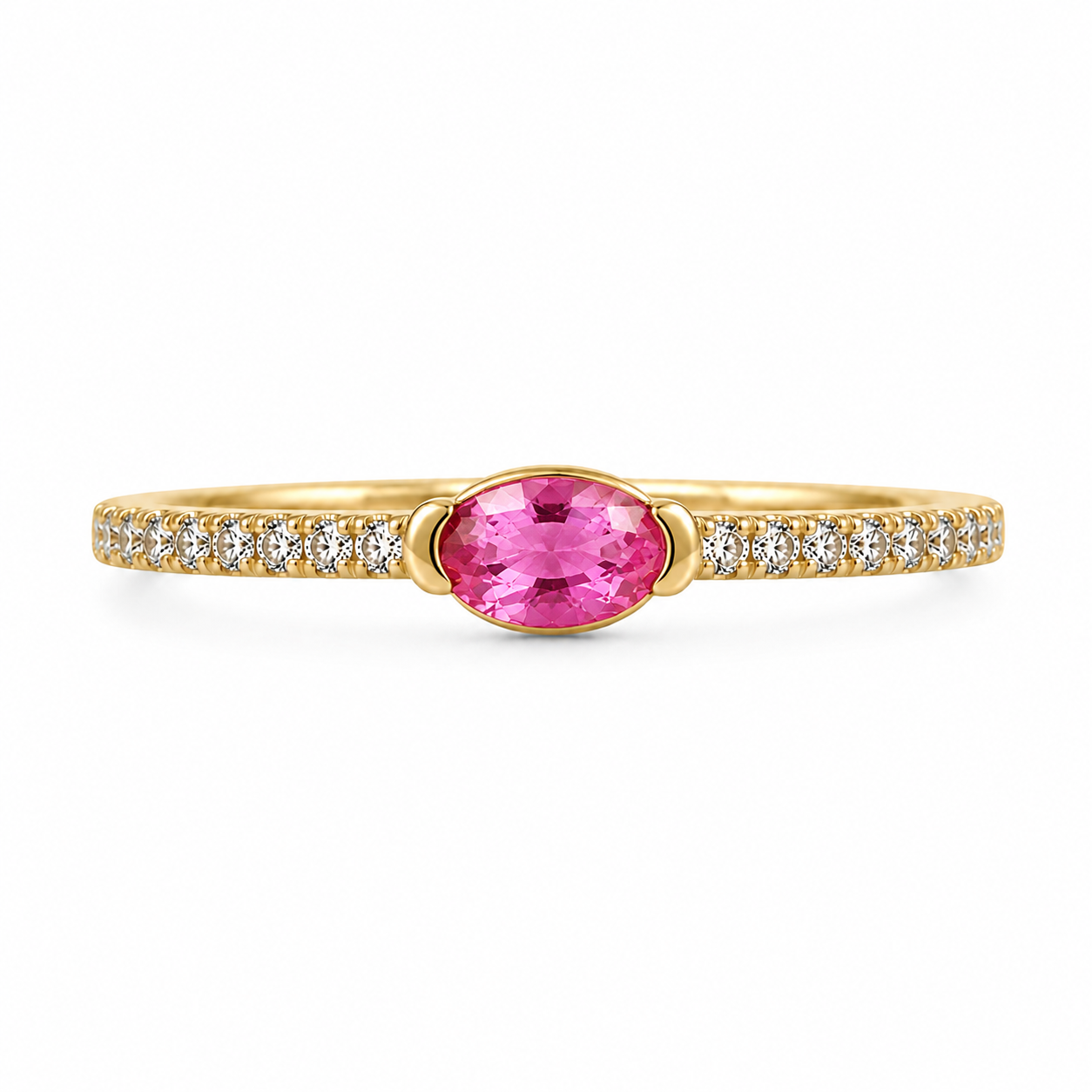 Pink Sapphire Horizon East-West Ring