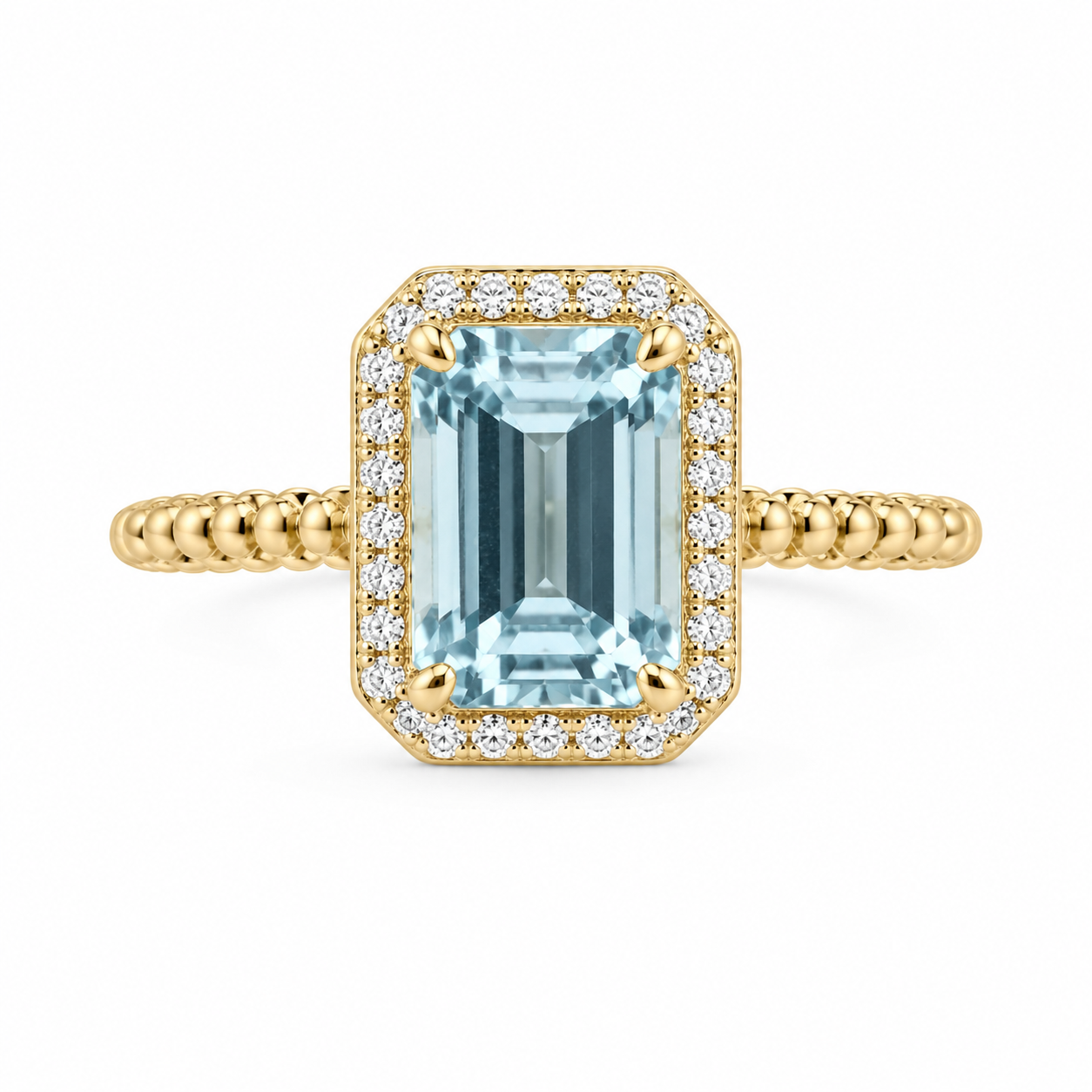 Aquamarine Wave Twisted Rope Ring