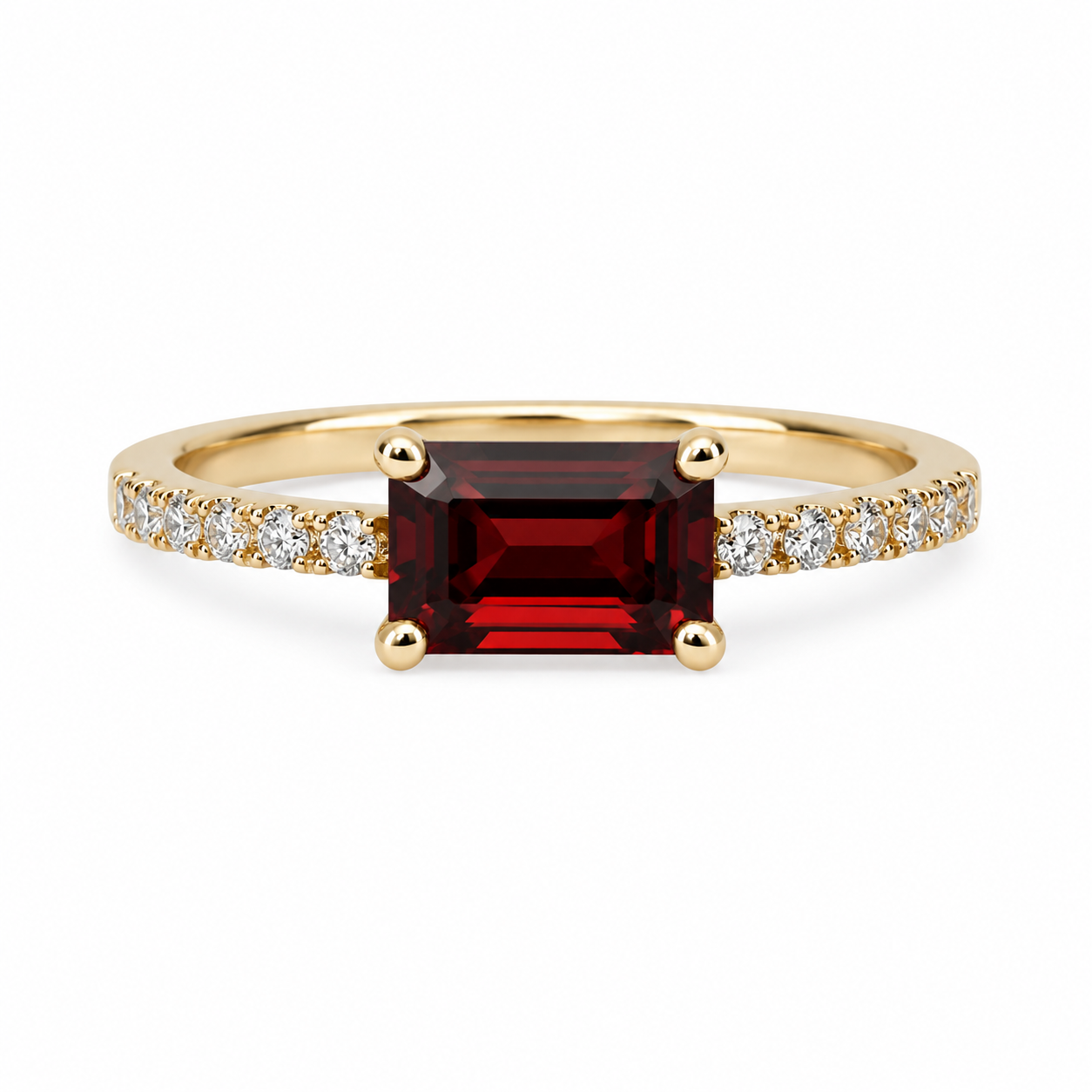 Scarlet Passion Emerald-Cut Garnet Ring