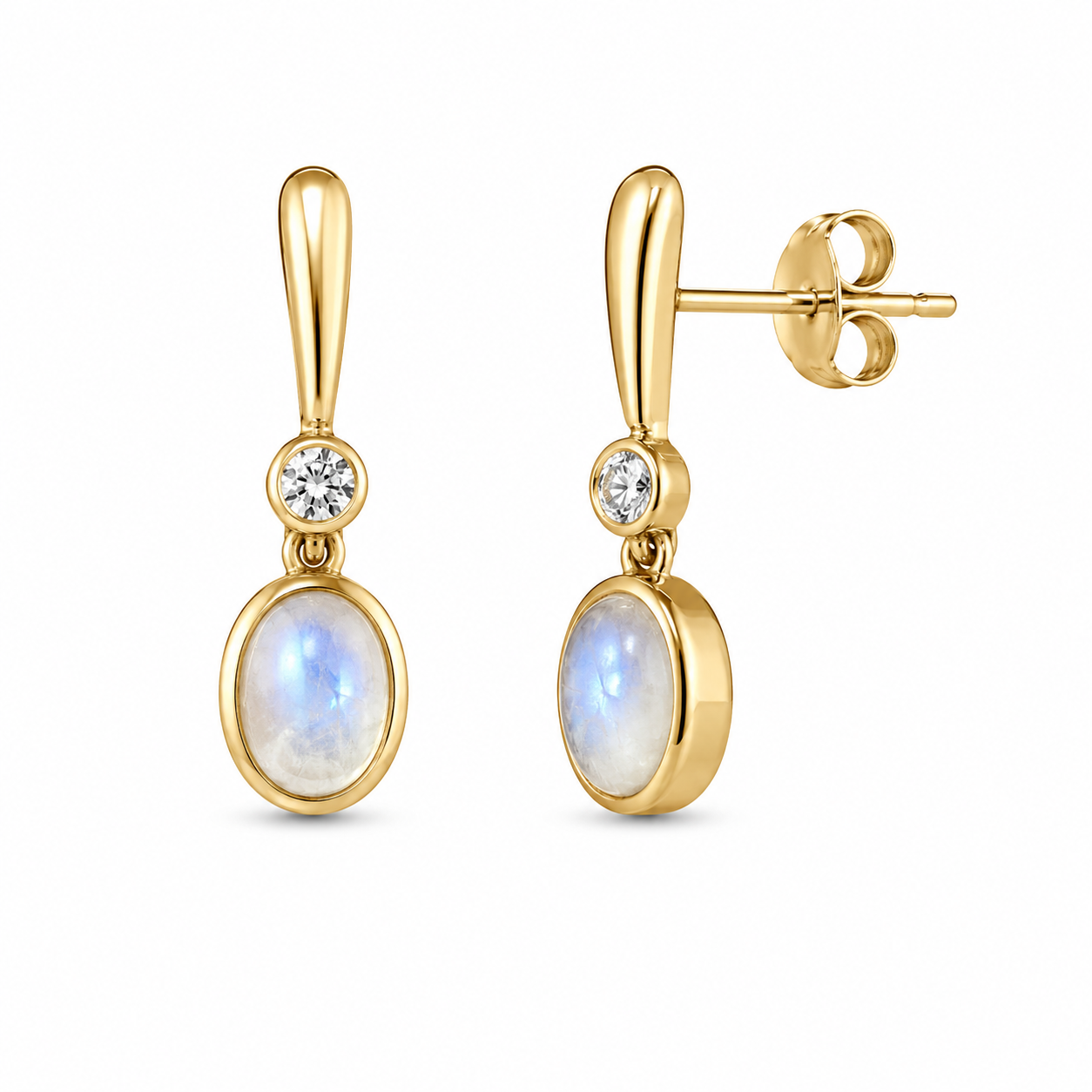 Moonlit Whispers Oval Moonstone Earrings