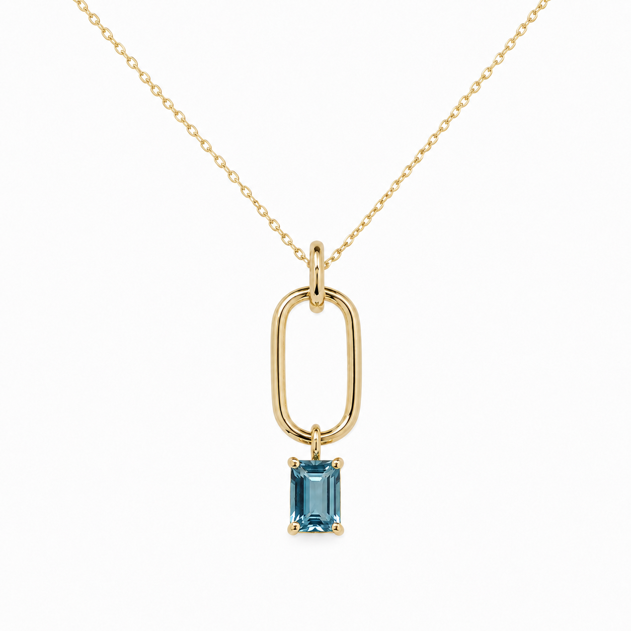 Coastal Clarity Blue Topaz Paperclip Pendant