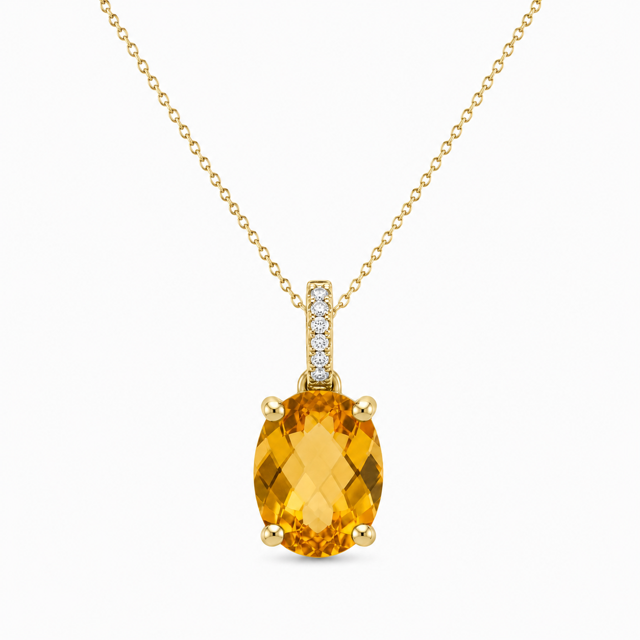 AmberGlow Citrine Diamond Pendant