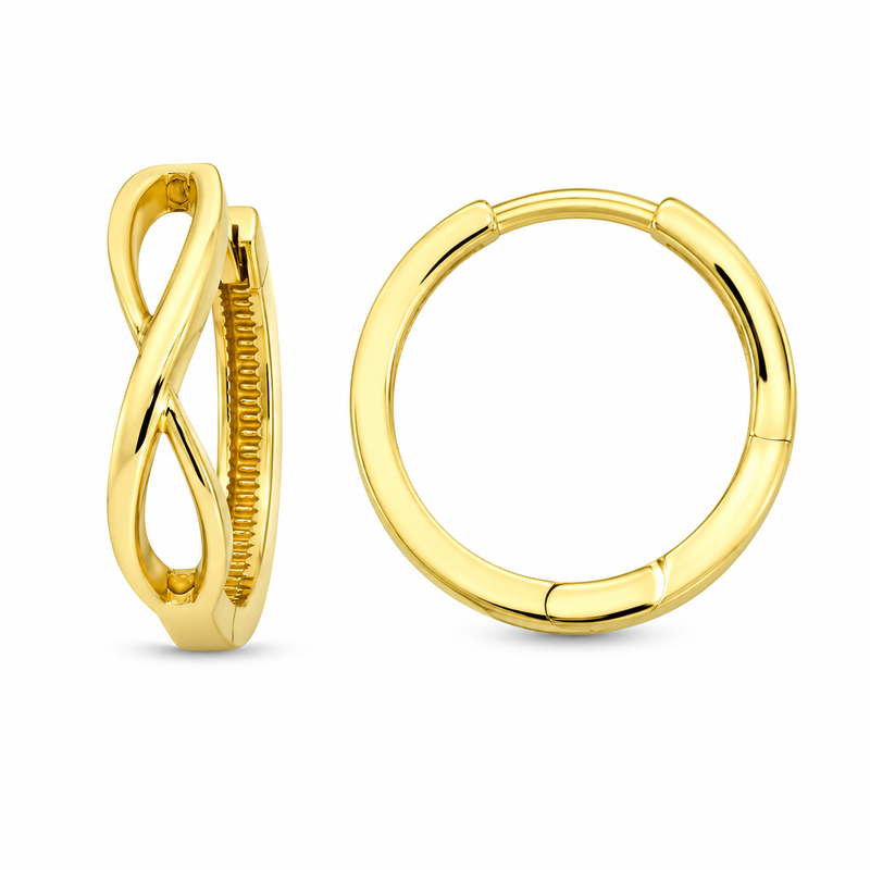 An open infinity motif is seamlessly woven into these polished 10K yellow gold hoops, symbolizing connection and endless possibilities. Their sleek silhouette offers a modern update to a classic hoop design with meaningful appeal.

Measures 3.42MM X 14.6MM.