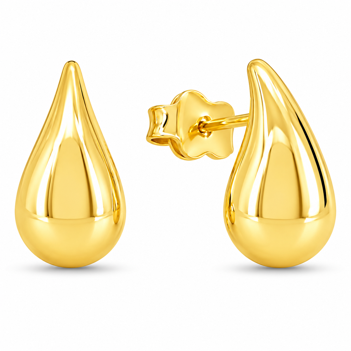 Smooth, sculpted curves create a sleek teardrop silhouette with a high polish finish that beautifully reflects the light. These timeless 10K yellow gold stud earrings offer an effortlessly refined look that pairs easily with both every day and dressy styles.

Measures 13.05MM X 7.15MM.&nbsp;