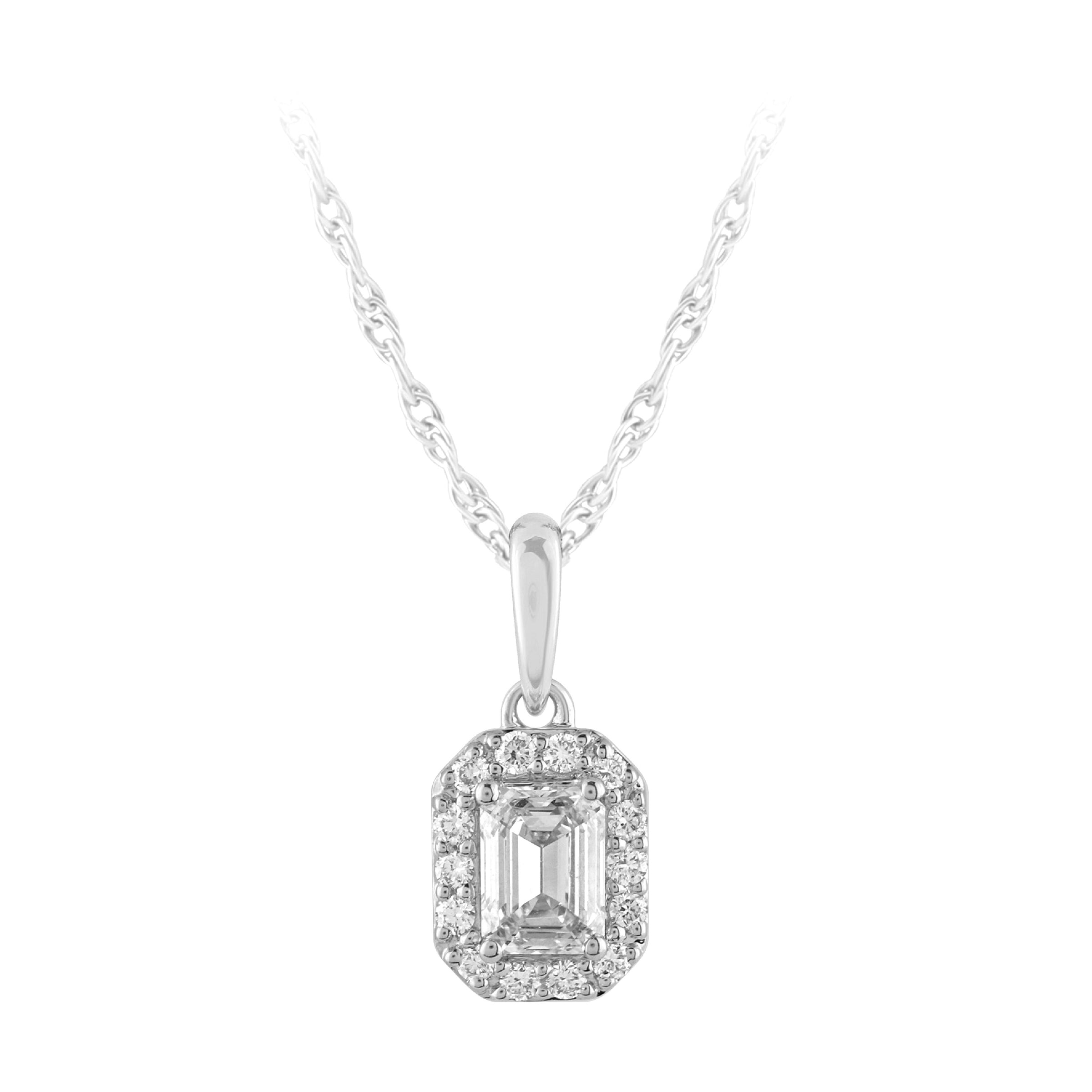 Iced Inferno Emerald Cut Halo Pendant