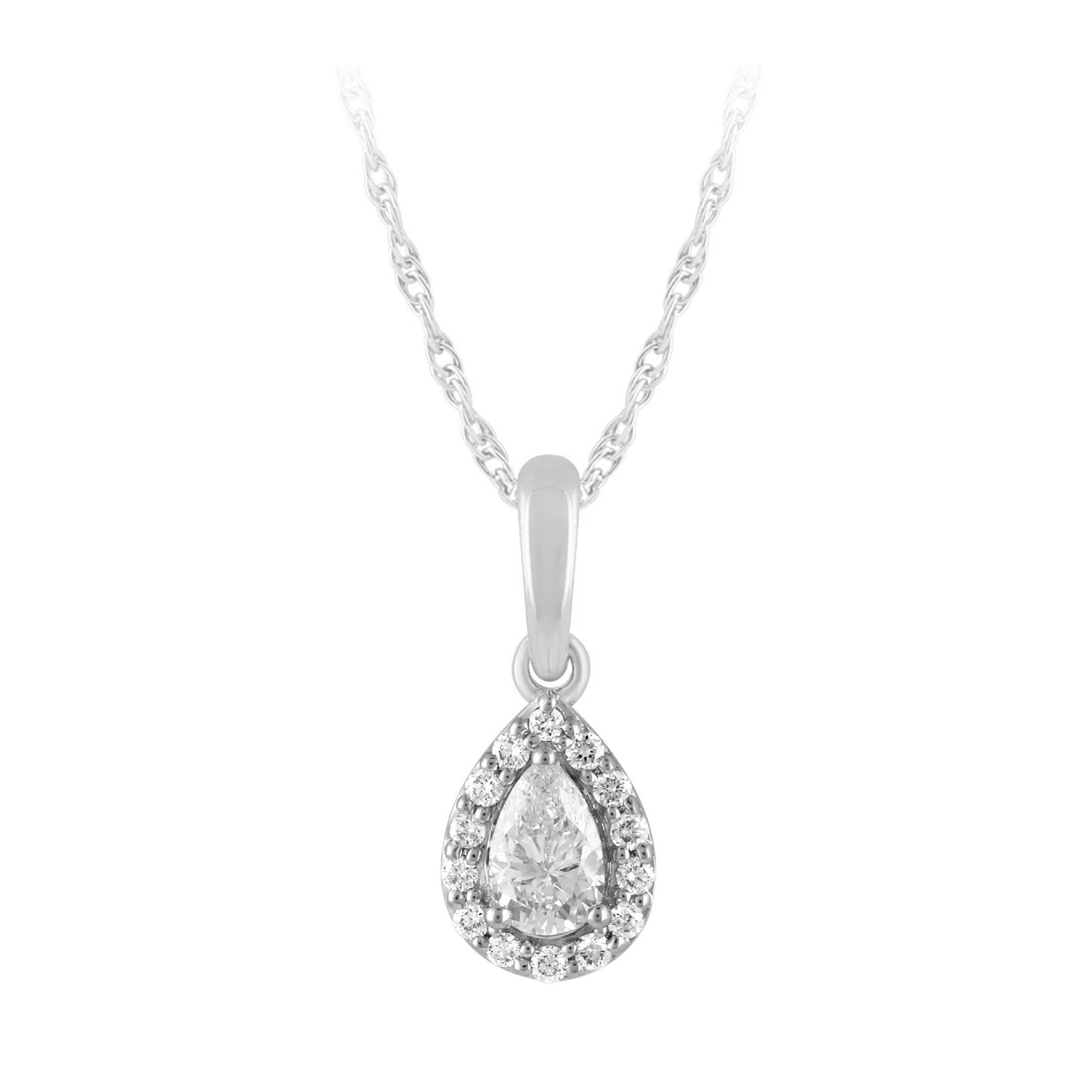 Iced Inferno Pear Halo Pendant