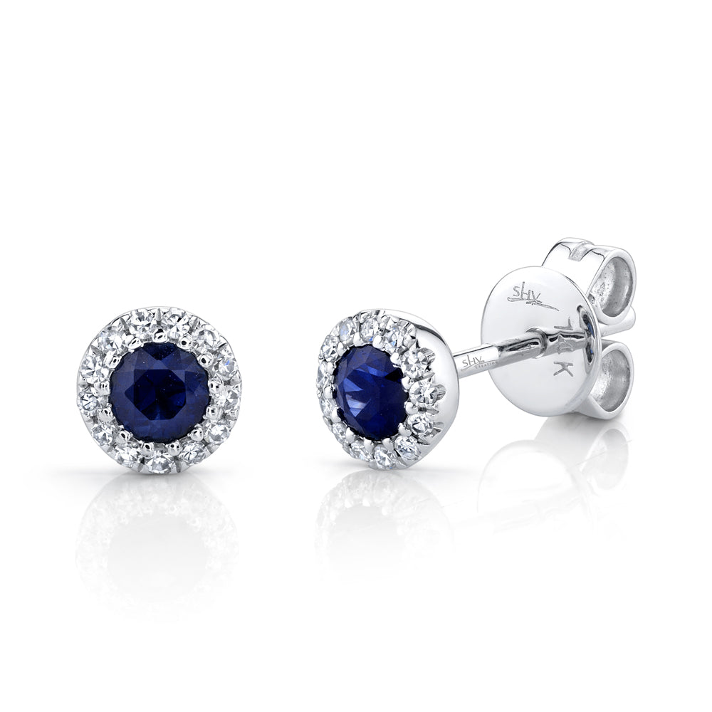 Shy Creation® Starlight Sapphire & Diamond Halo Studs