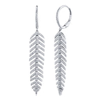 Shy Creation® Diamond Feather Dangle Earrings