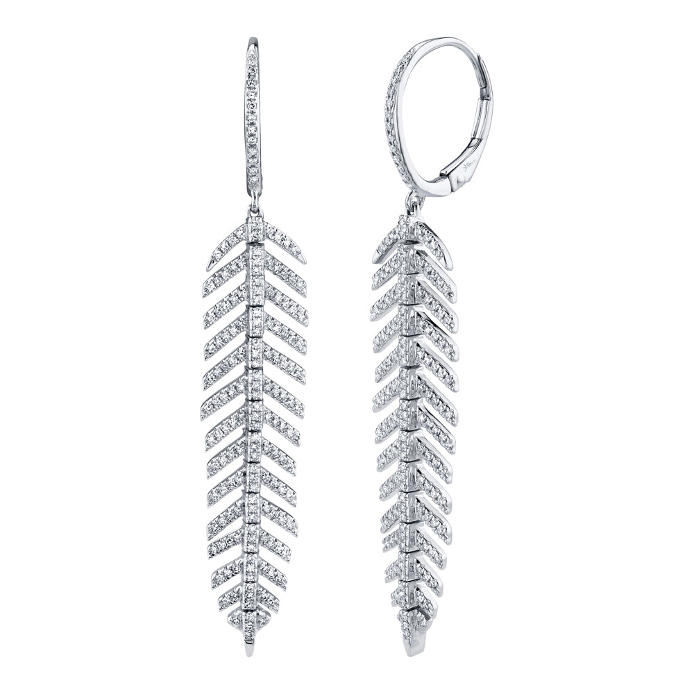 Shy Creation® Diamond Feather Dangle Earrings