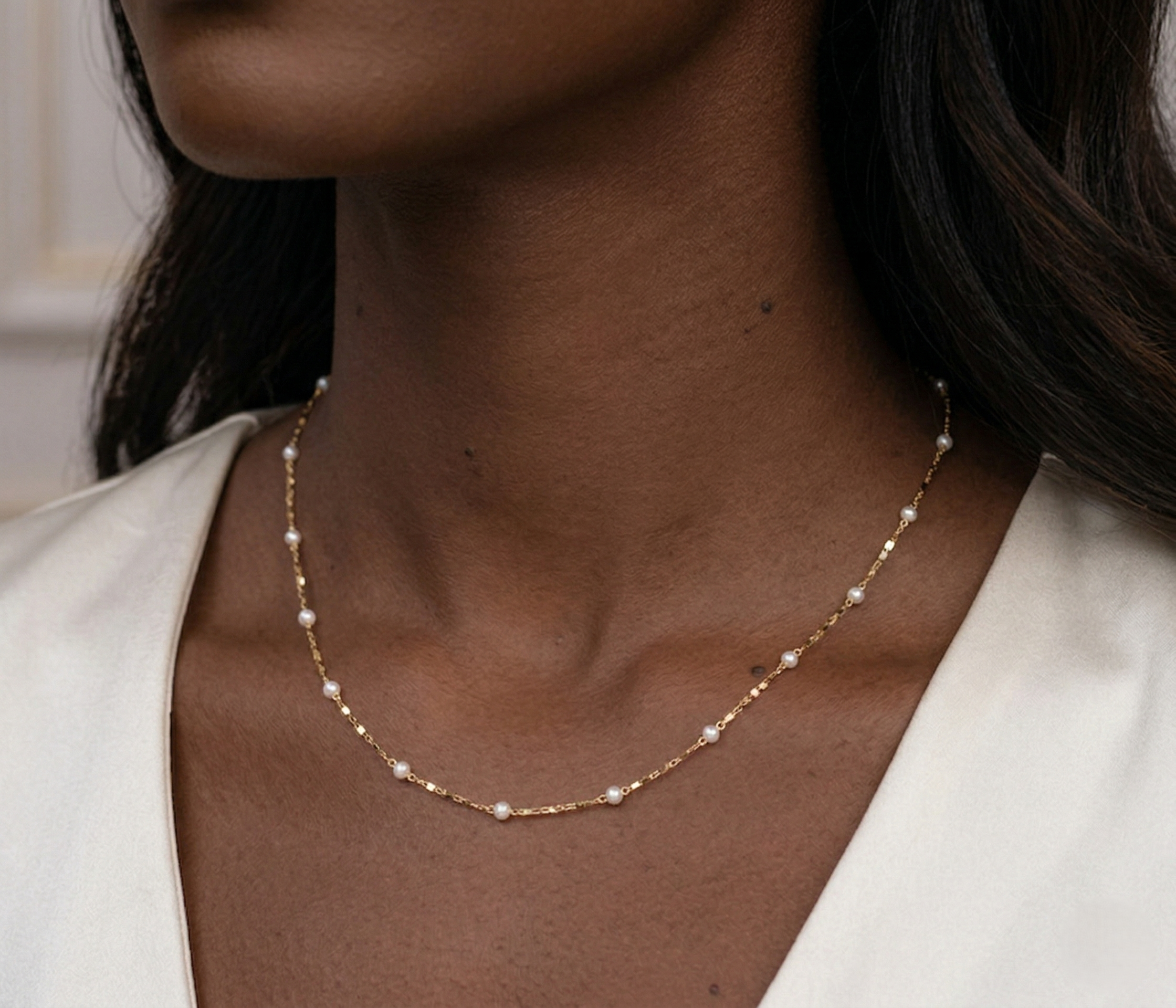 Shy Creation® Silkline Pearl Chain Necklace