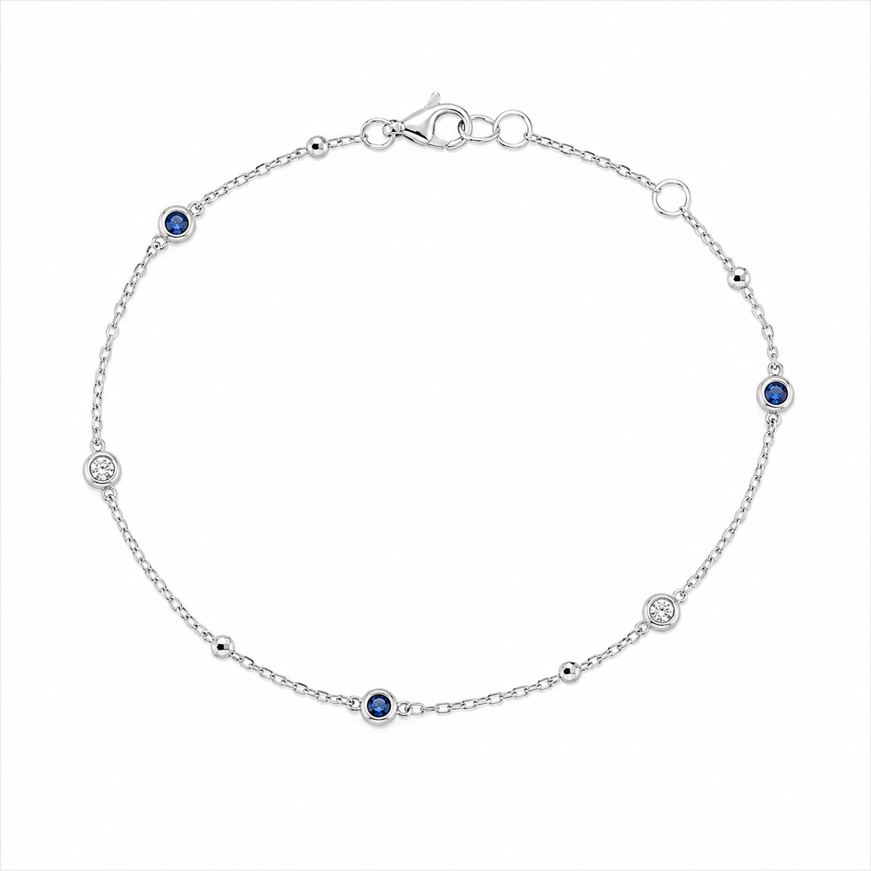 Shy Creation® Blue Sapphire Station Bracelet