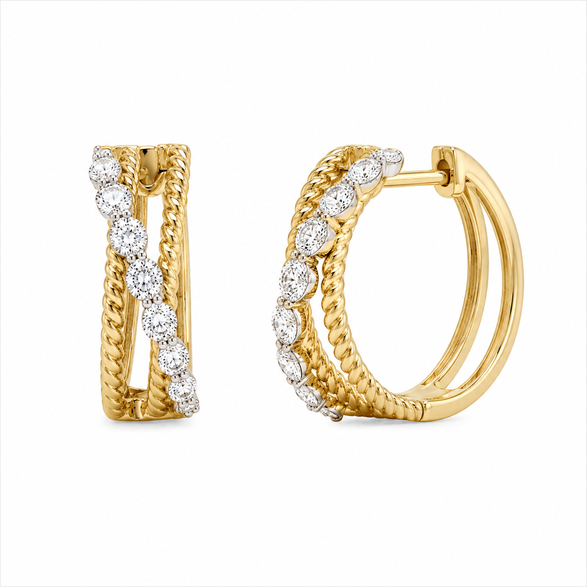 Shy Creation® Diamond Crossover Hoops