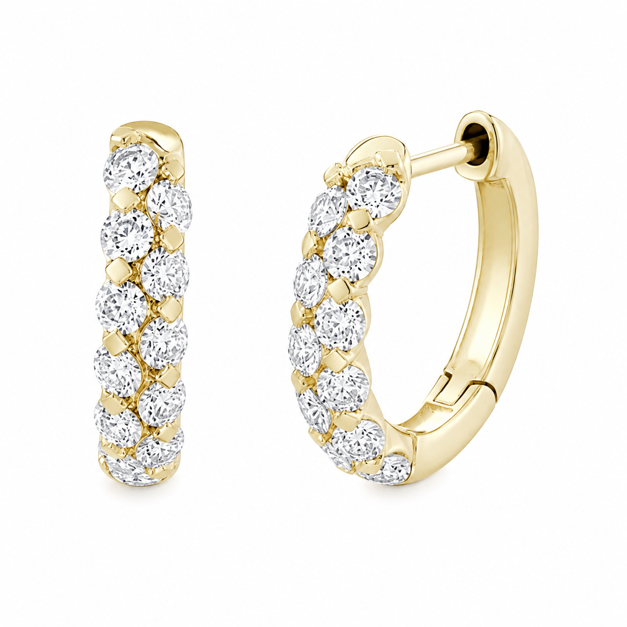 Shy Creation® Angled Diamond Huggie Hoops