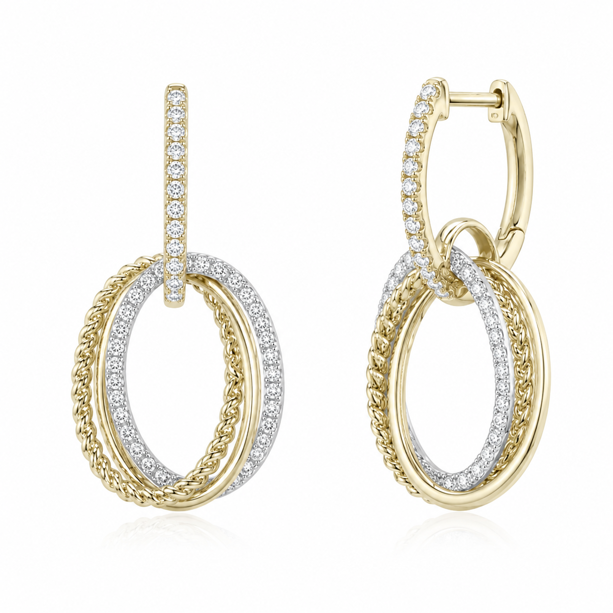 Shy Creation® Oval Stack Diamond Hoop Earrings