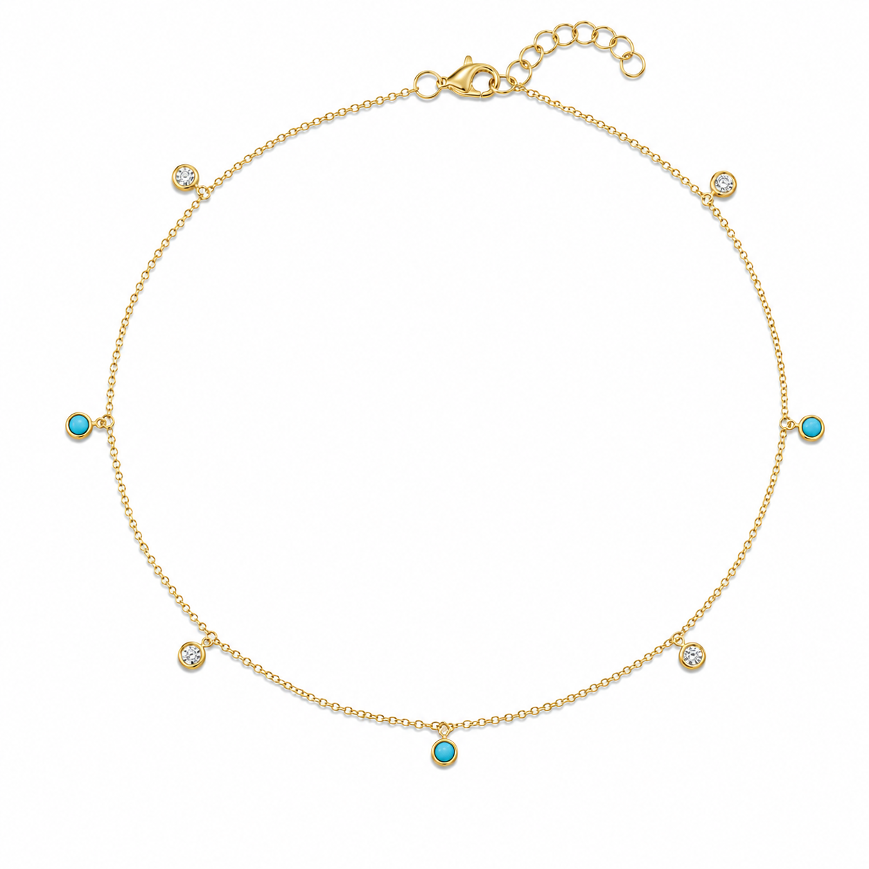 Shy Creation® Diamond Turquoise Dangle Anklet