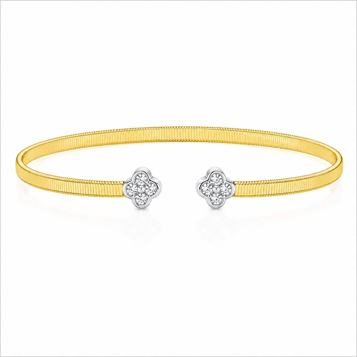 Shy Creation® Diamond Clover Cuff Bangle