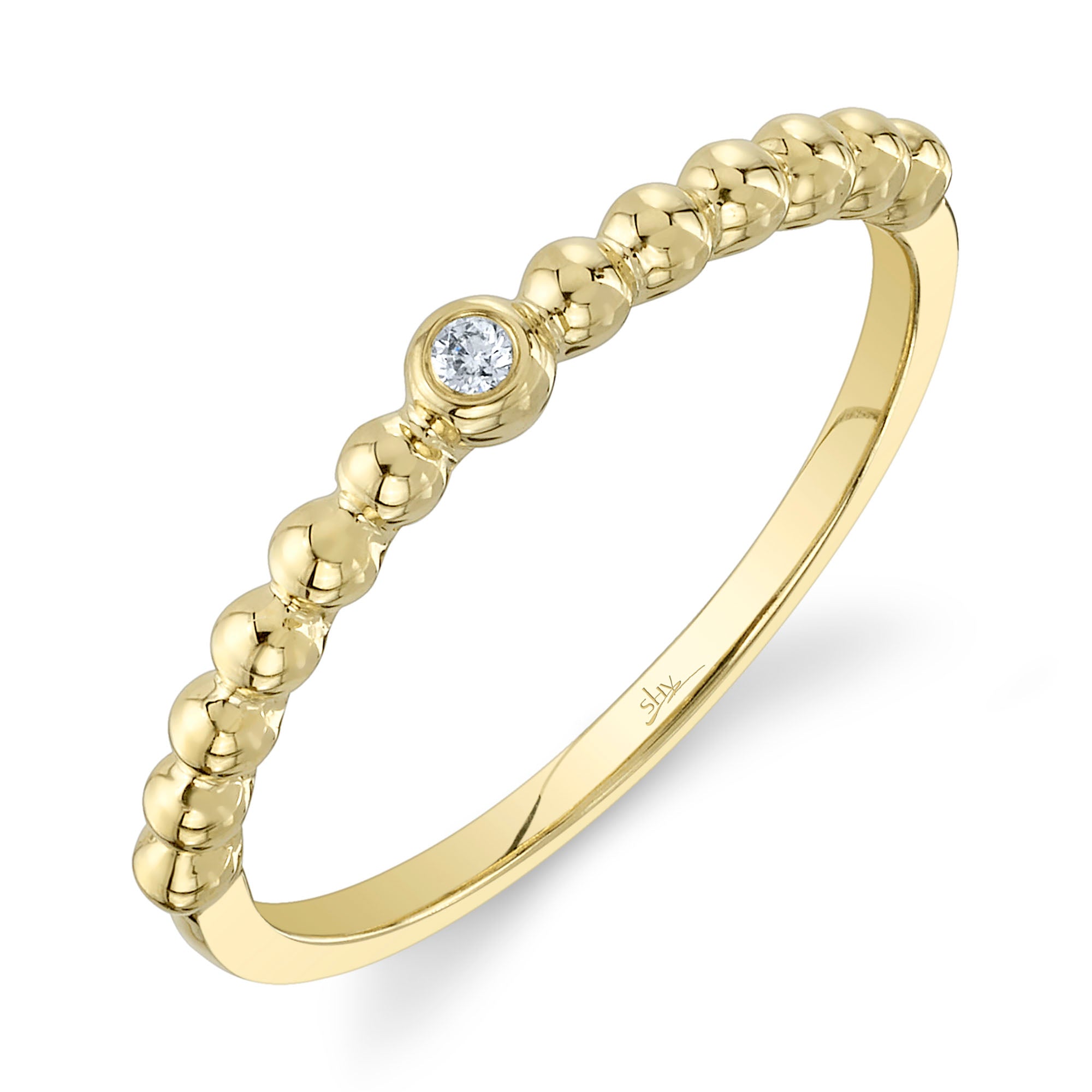Shy Creation® Beaded Solitaire Diamond Band