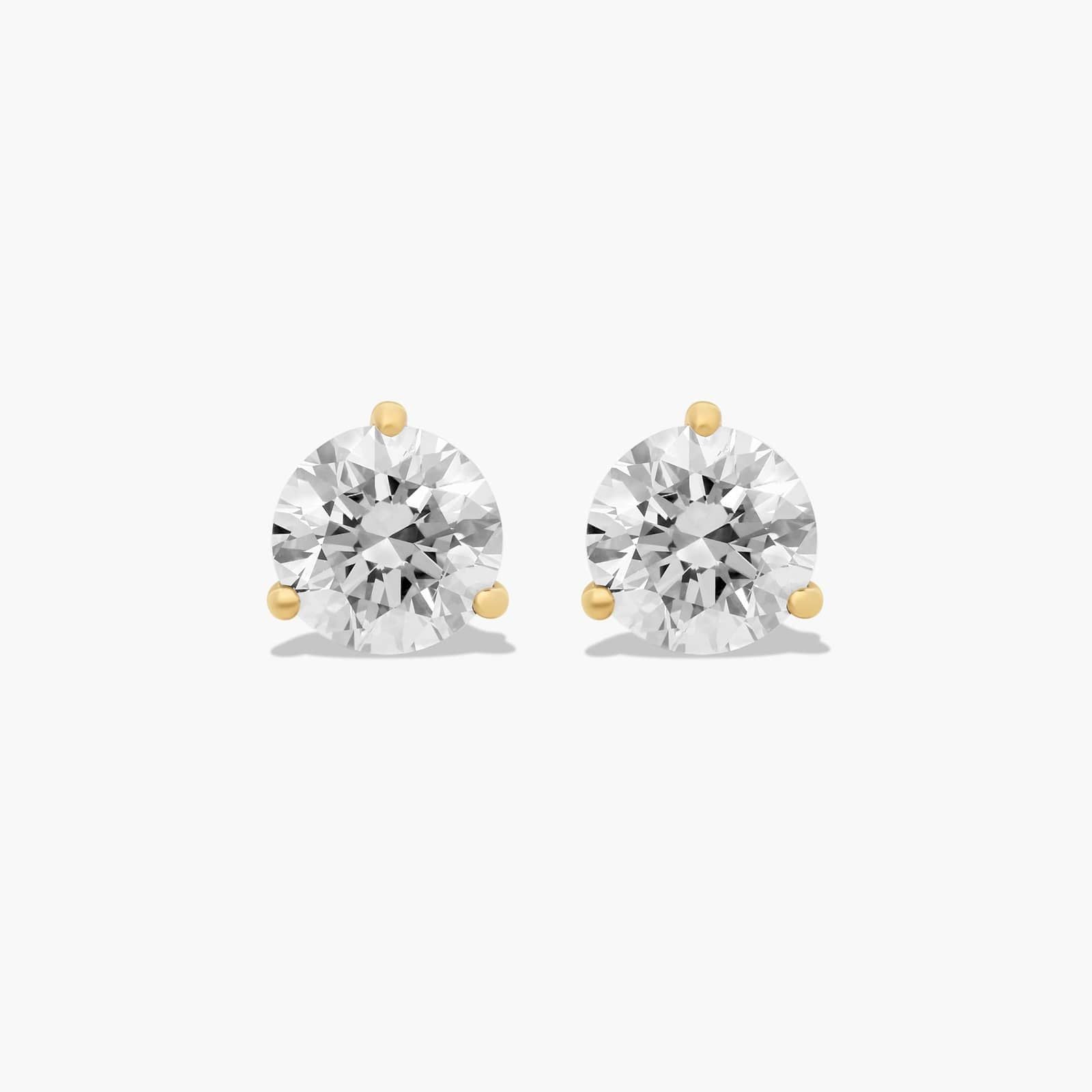Iced Yellow Gold Martini Round Diamond Studs